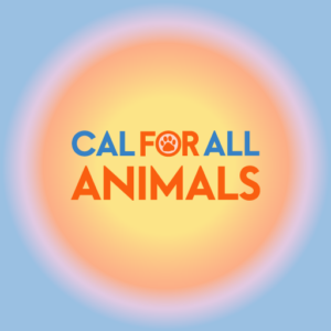 California for All Animals logo with sun gradient background