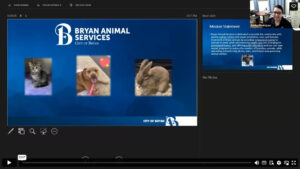 Screenshot of Ashley Rodriguez powerpoint slide featuring a cat, a dog and a bunny.