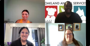 Zoom screenshot with Nadia, Donnell, Jyothi and Karen